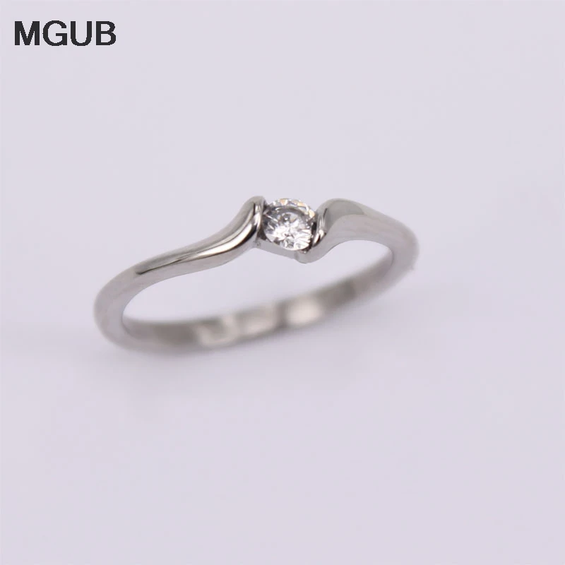 

Stainless steel silver color Small zircon crystal ring Goddess spring summer hot sale Real wearing classic 09