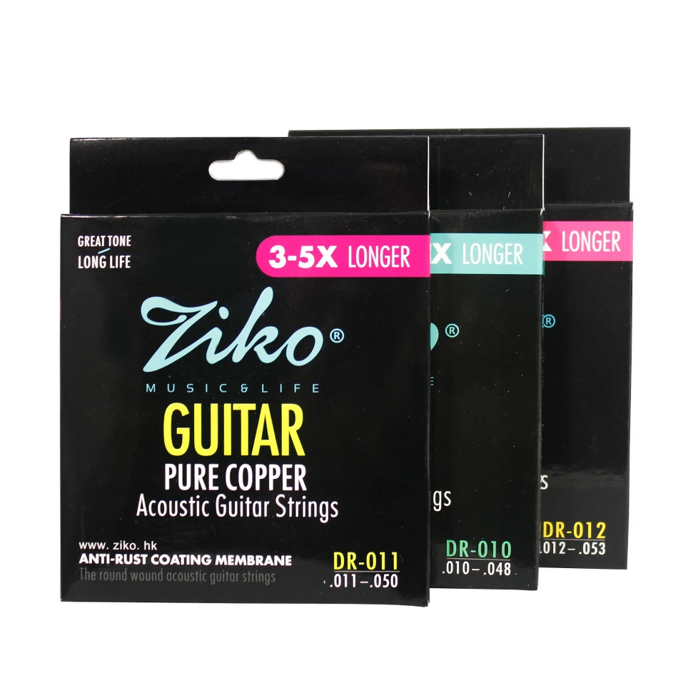 Струны для акустической гитары ZIKO DR Series 010 048 011 050 012 053 дюйма струны из чистой меди