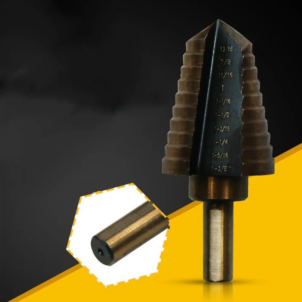 

4241 triangular shank straight groove step drill Steel Step Drills 3/16-1-3/8 Power Tools Drills