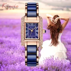 2018 Новое Kimio Роскошные ювелирные изделия дамы кварцевые часы платье модные Повседневное Для женщин Часы римскими цифрами со стразами