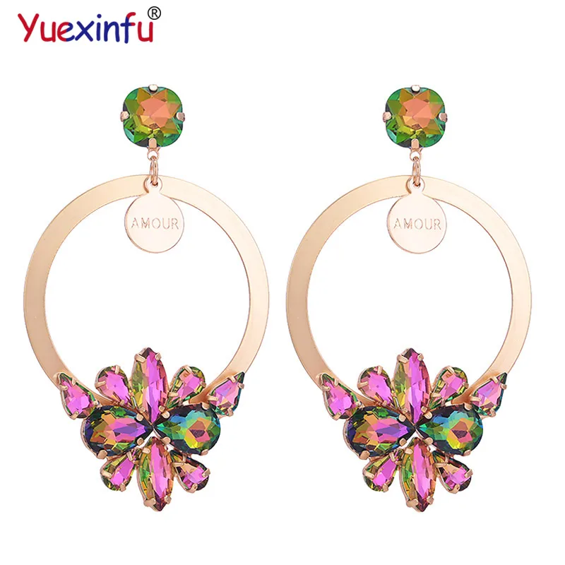 

Yuexinfu Oobelllen Zinc Alloy Drop Earrings For Earrings Brinco Gold Big Long Round Earrings Statement Earrings Fashion Jewelry