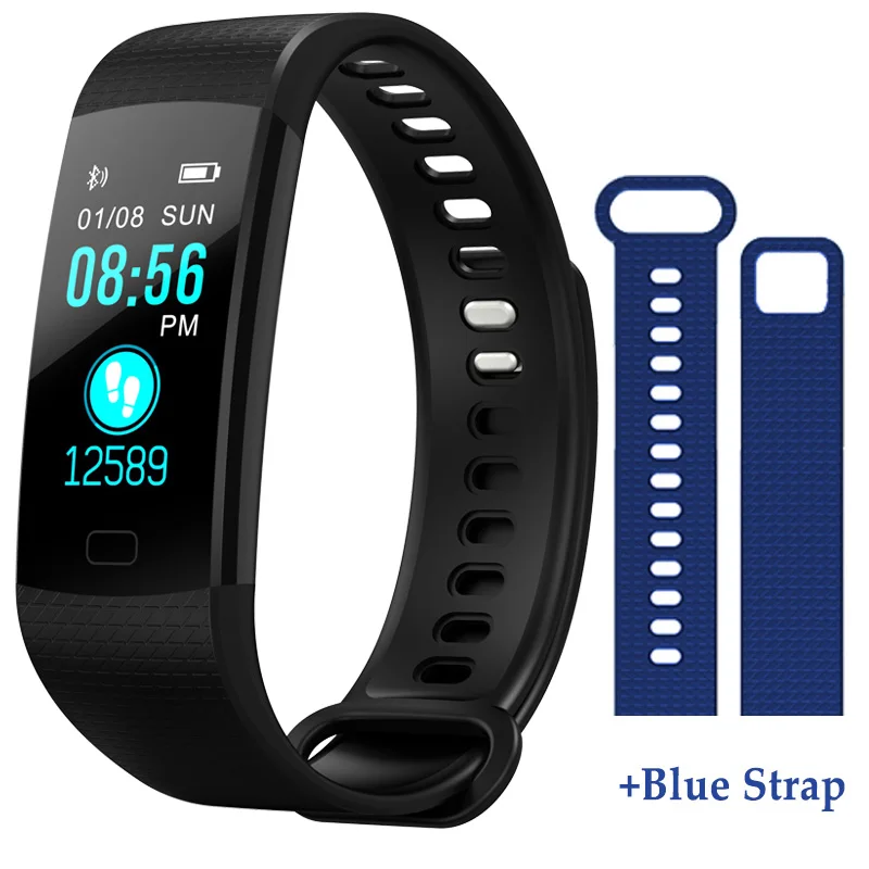 Умный Браслет TimeOwner Y5, пульсометр, измеритель артериального давления, высокая яркость, цветной экран, умный браслет, браслет, уведомление - Цвет: add 1 blue strap