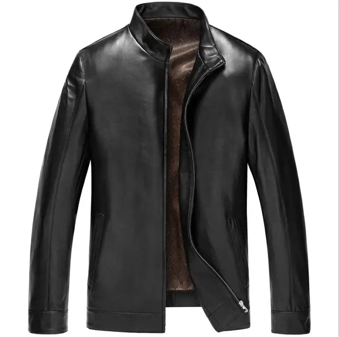 Dusen Klein Men Genuine Leather Jacket Autumn Outerwear Black/Slim/Simple Business Style/Sheepskin Coat 14Z6608 cowhide print jacket Genuine Leather