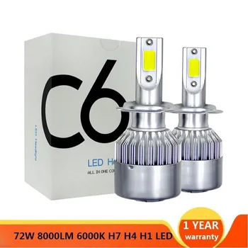 

2pcsBlub Auto Car H8 H11 H7 H4 H1 LED Headlights 3000K 8000K 6000K Cool white 72W 8000LM COB Bulbs Diodes Automobiles Parts Lamp