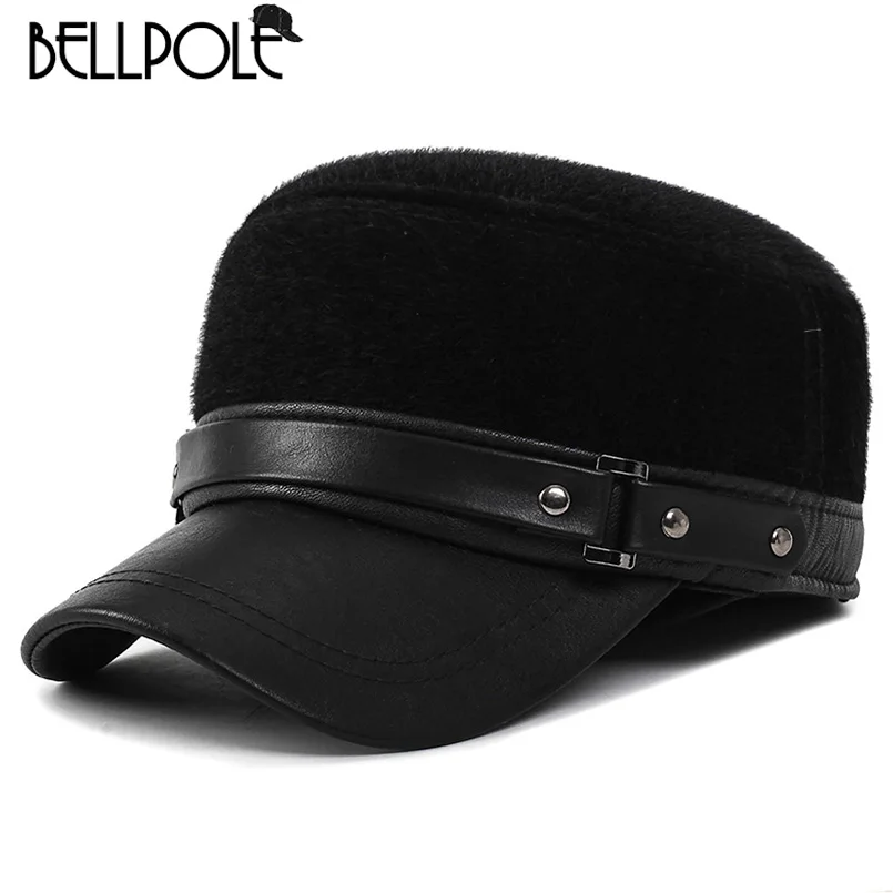 BELLPOLE Brand 2018 New Winter Hats for Men Military Cap with Ear Flaps Army Sailor Captain Caps