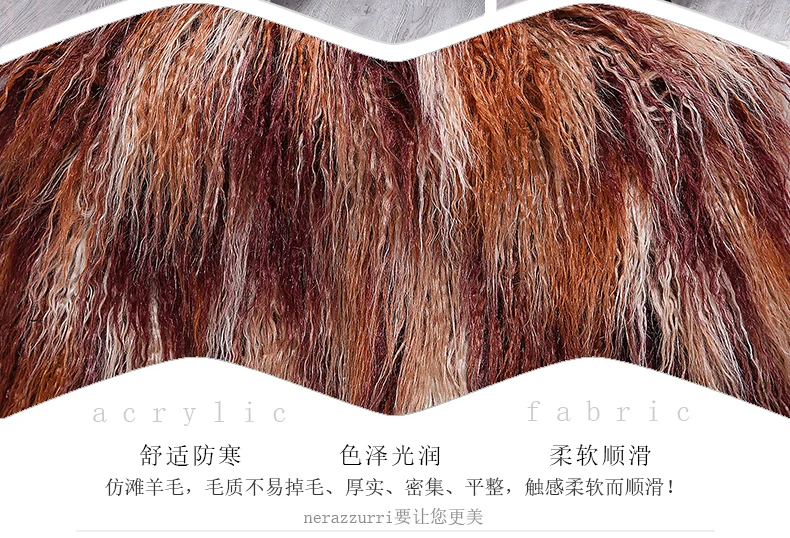 Nerazzurri, зимнее женское пальто из искусственного меха,, очень длинное, цветное, мохнатое, пушистое, макси размера плюс, монгольское, овечье, меховое пальто, 5xl, 6XL
