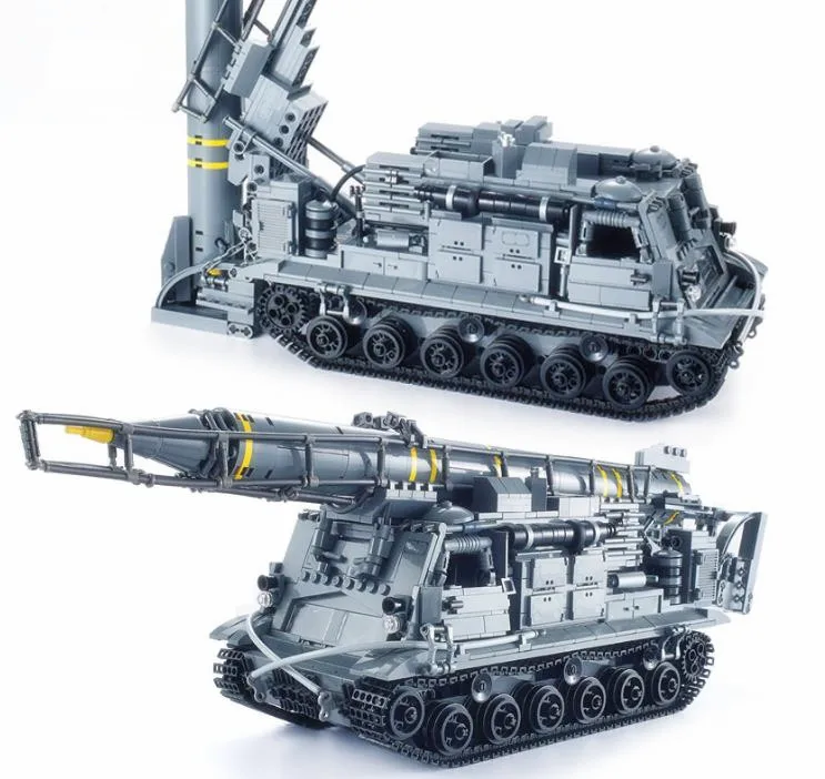 Креативный Военный танк 8U218 модель ракетного грузовика строительные блоки Развивающие кирпичи для детей игрушки мечта