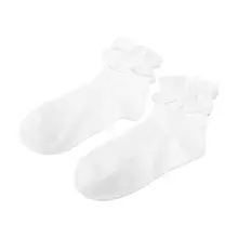 1 par de calcetines de tobillo con volantes de encaje para mujer Harajuku hermoso Vintage Retro Froral Lady princesa blanca
