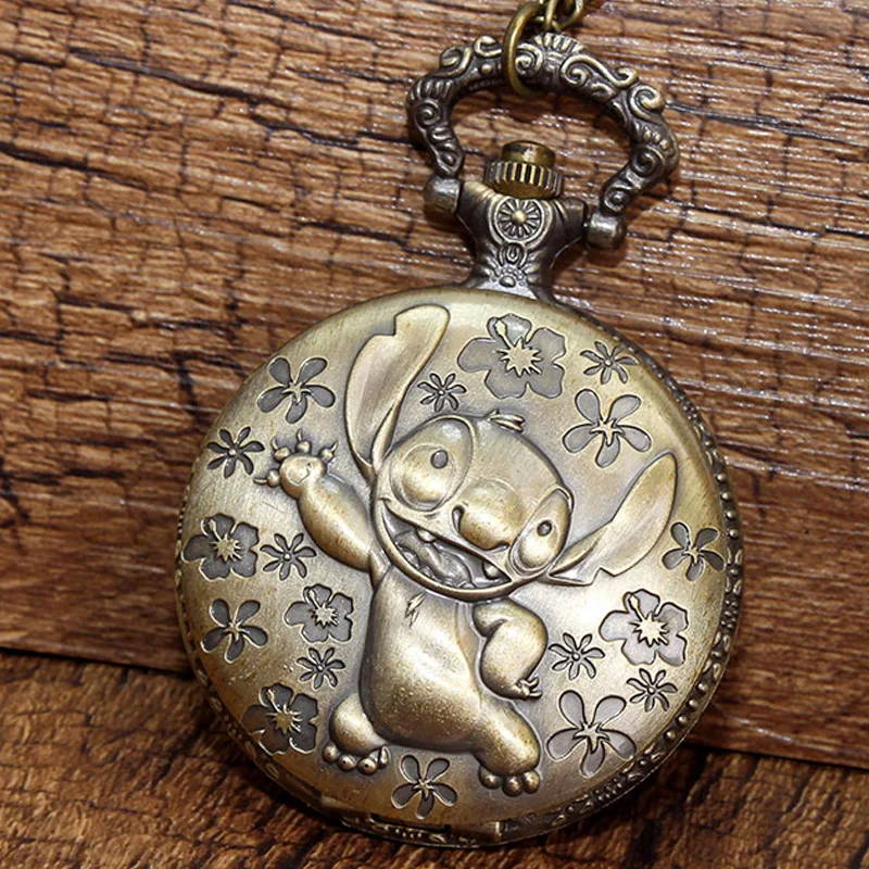 Ретро бронзовые карманные часы Lilo & Stitch винтажное милое ожерелье коала с цепочкой