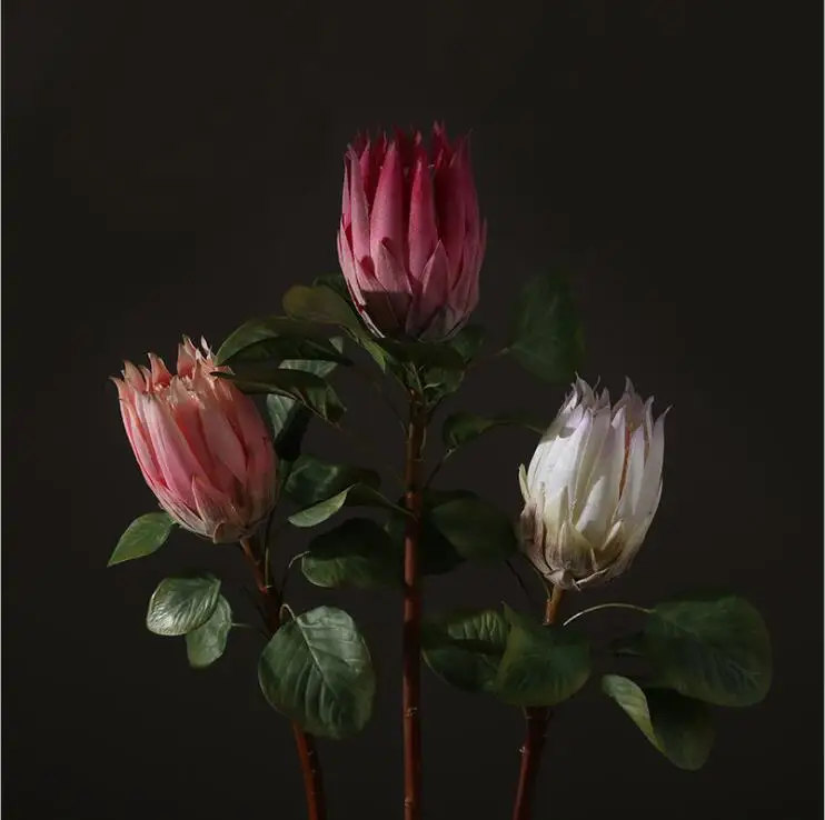 ラグジュアリービッグ人工アフリカプロテア Cynaroides シルク王花枝偽フローレス家庭用装飾花輪植物花 造花 ドライフラワー Aliexpress