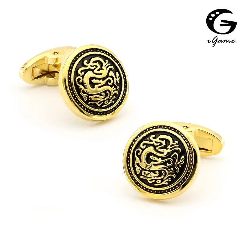 iGame Factory Supply Dragon Cuff Links Vintage Series Retro Animal Design Quality Brass Material Cufflinks Free Shipping | Украшения и
