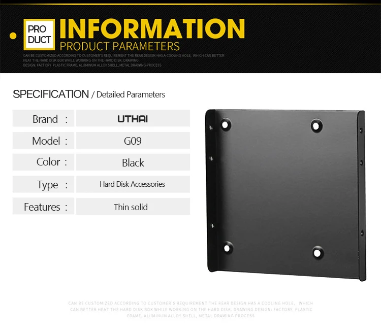 UTHAI G09 ультратонкий SSD твердотельный кронштейн жесткого диска 2,5 дюймов кронштейн жесткого диска HDD Caddy лоток адаптер жесткого диска