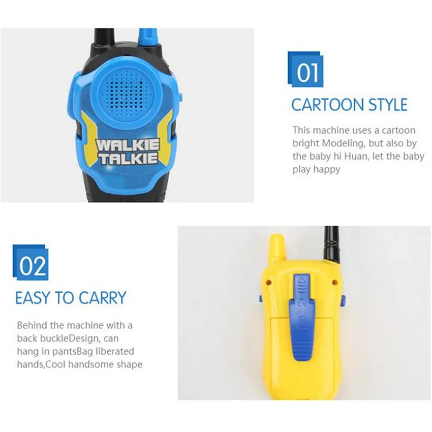 Walkie Talkies 2Pcs 50M Mini 2Ch Radio Phone for Kids Portable Handheld Children Outdoor Electronic Interphone Toy for Children