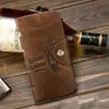 Мужской кожаный Длинный кошелек с карманами для удостоверения личности, клатч, двойной кошелек, цена - Цвет: Серый