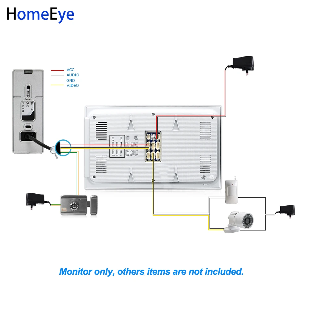 Homeeye 7 дюймов крытый монитор Экран дисплея для видео-телефон двери видео домофон/домашний Система контроля доступа 4-проводной