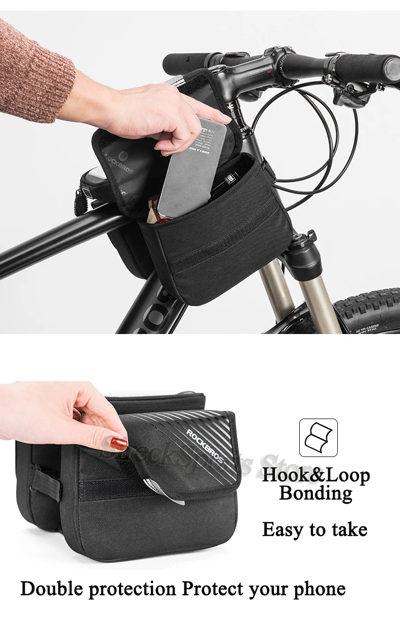 Rockbros сумка 6,0 дюймов велосипед с сенсорным экраном телефонные чехлы водостойкая велосипедная седельная сумка Велоспорт чехол для телефона велосипед аксессуары для велосипеда