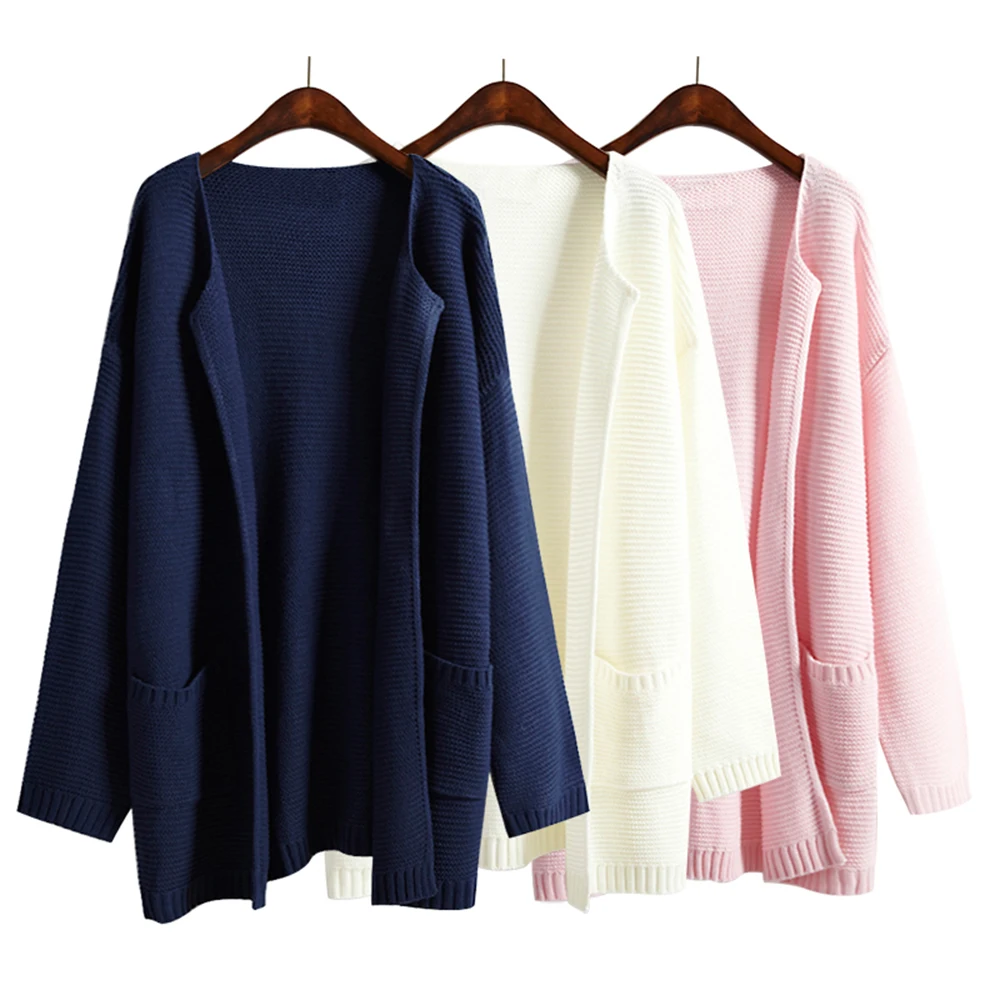 Large Size Women Spring Autumn Knitted Sweater Long Coat