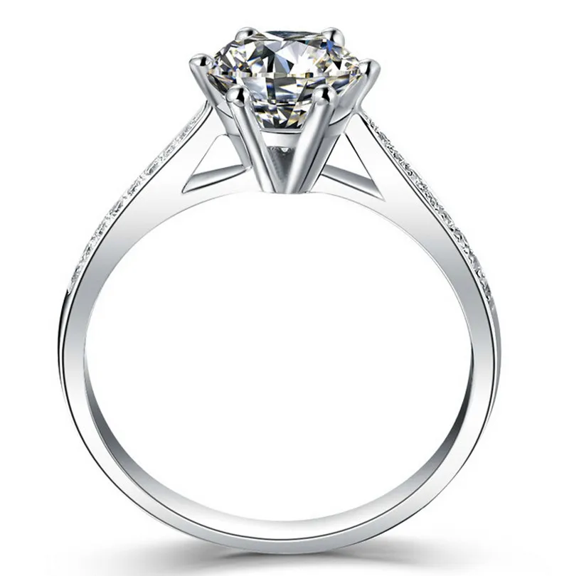 Размер 4-10 2CT круглый вырез оптом 925 серебро белый AAA CZ цирконий искусственные камни Кольцо для помолвки кольцо подарок