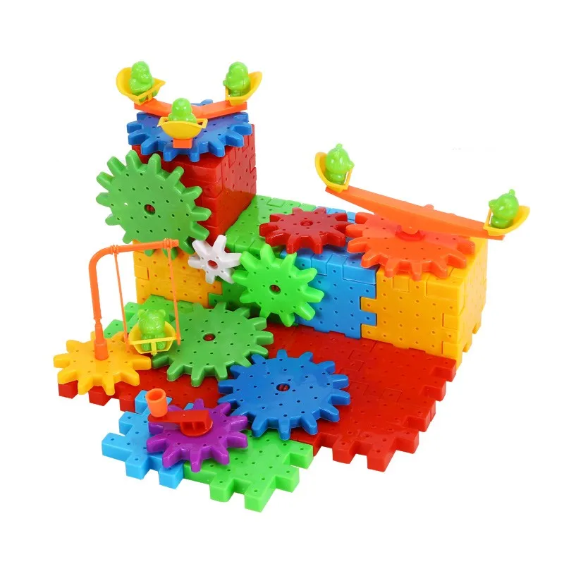 QWZ 81 шт. электрические шестерни 3D модель Строительство наборы пластик кирпичные блоки Развивающие игрушки для подарки для детей