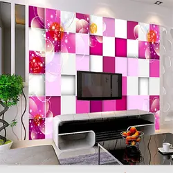 Beibehang 3D papel де parede Романтический персонализированный пользовательский клетчатый Цветы Большой Настенные обои гостиной диван фон
