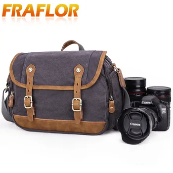 

Portable Canvas Camera Bag Shockproof DSLR SLR Camera Messenger Bag Case for Canon Nikon Sony Panasonic Olympus and Lens