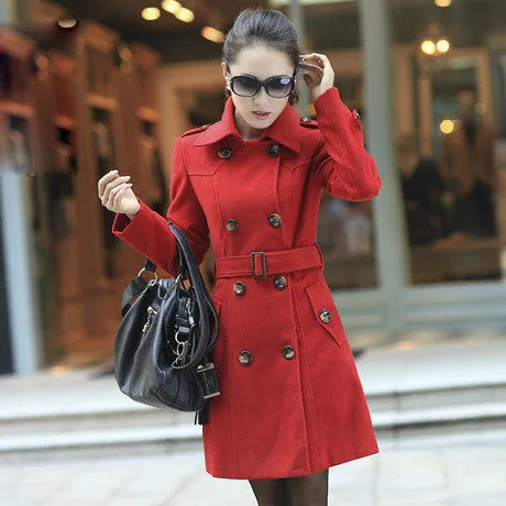 Épais Mode Manteaux Hiver S1122 Solide Laine Plus La Automne À Femmes Pardessus Longue Navy Belle Taille Nouveau Longues Manches Casual BqSZABw