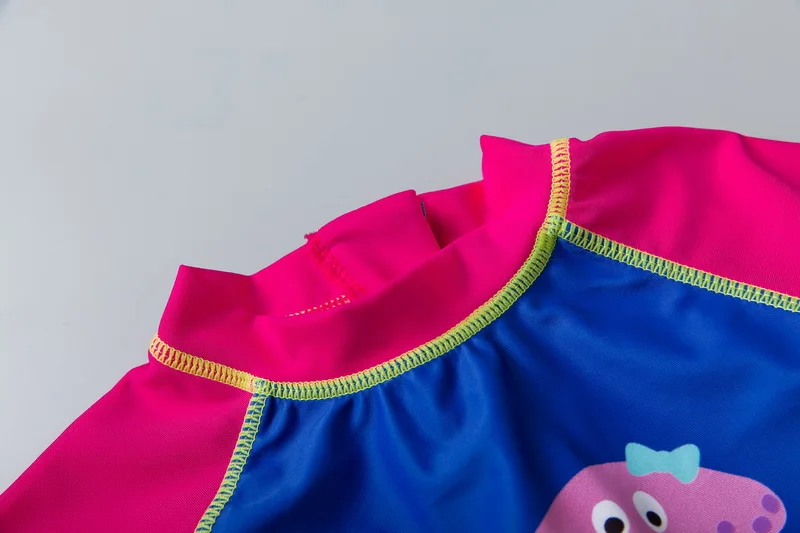 Купальный костюм из двух предметов для девочек, раздельные купальные костюмы с коротким рукавом, розовый, красный UPF50+, детская пляжная одежда с защитой от УФ-лучей, рашгарды для девочек