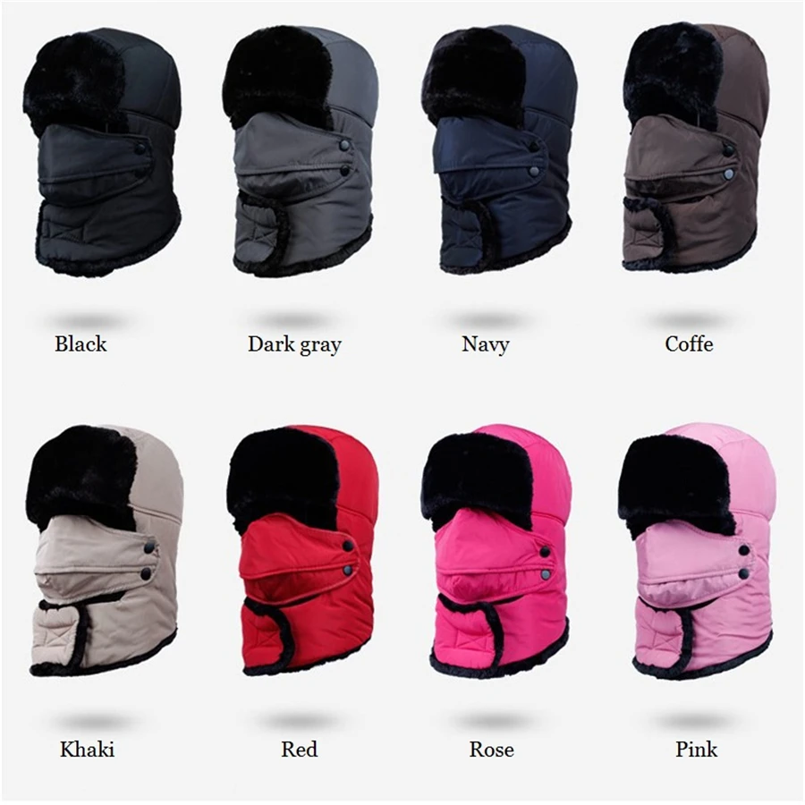 Winter Bomber Hats Men Women Fur Thickened Ear Flaps Winter Hat Earflap Caps Russian Balaclava Bomber Hats