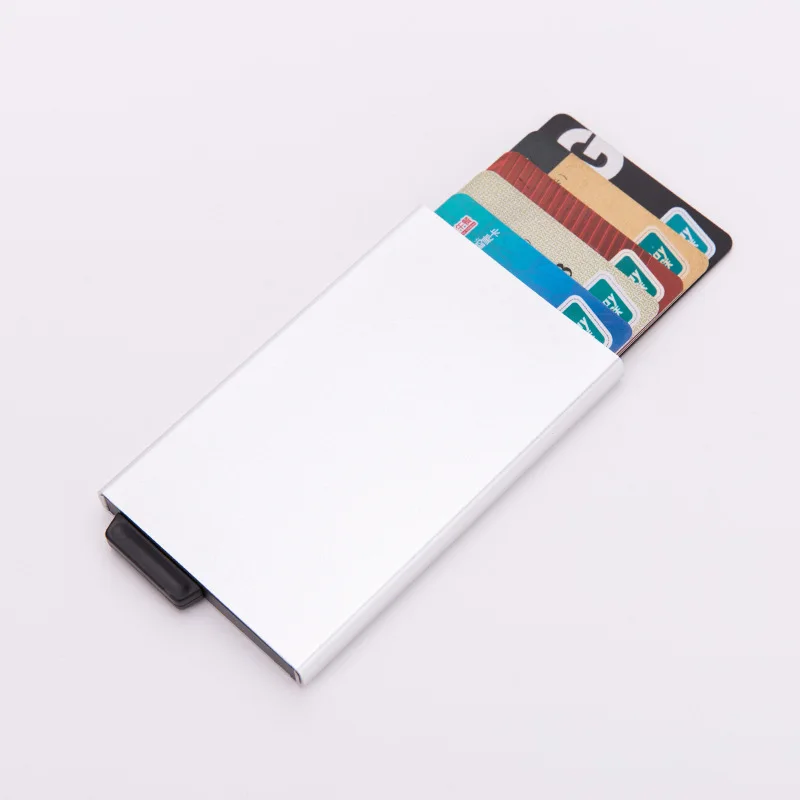 Автоматическая алюминиевая ID визитница для мужчин Бизнес RFID Блокировка кошелек