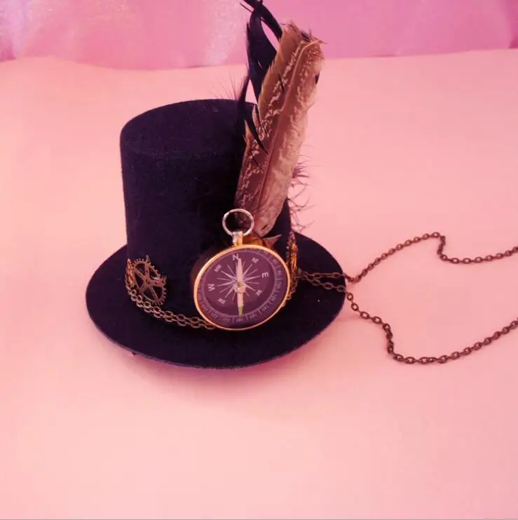 

Lolita Retro Gothic Hat Steampunk Homburg Billycock Halloween Party Cosplay Props Caps Accessories Gift Drop Ship