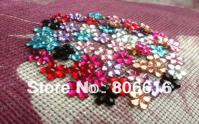 

( Promotion !!! ) 8MM 1000PCS Mix Colors Flower Acrylic Resin Rhinestones Flat Base Jewelry Beads Findings