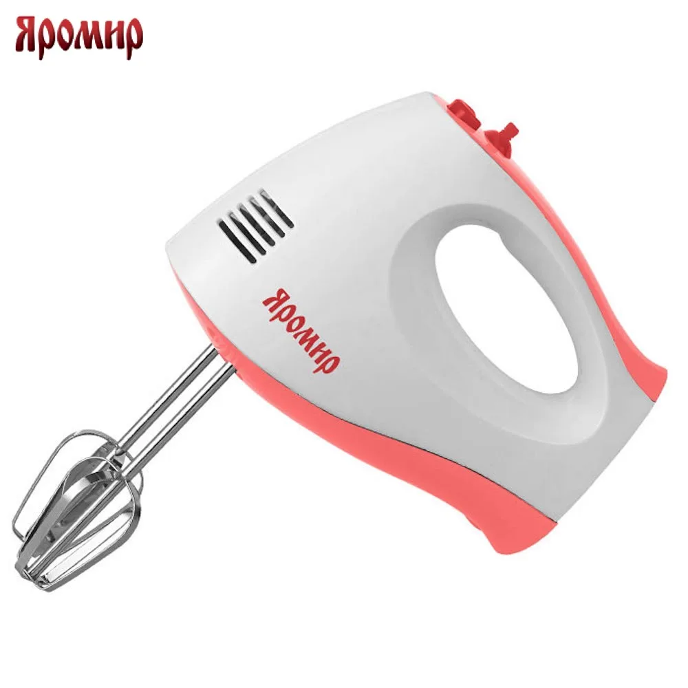 Миксер ЯРОМИР ЯР-401 белый с терракотовым: мощность 180Вт, 5 скоростных режимов