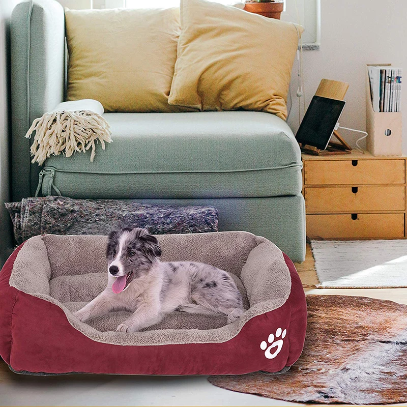 buy Konesky wine red Pet Sofa S M L Dog Beds Waterproof Bottom Soft Fleece Warm Cat Bed Mats House Pet House Drop shipping