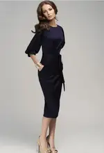 2017 Hot Sale Lanon Clothes The New Woman Dress Ol Elegant Ladies Fashion Slim Waist Long Sleeves Package Hip Female Dresses