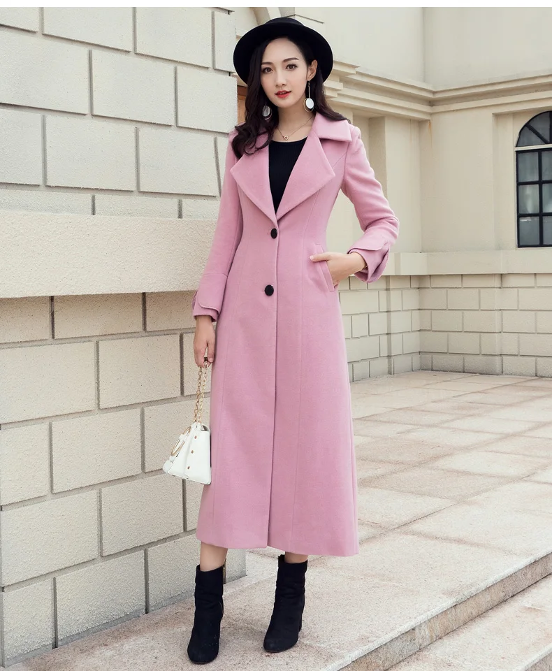 Женское зимнее пальто, женские пальто, шерстяное пальто, женский костюм с воротником, однобортное, тонкое розовое шерстяное пальто, верхняя одежда, manteau femme