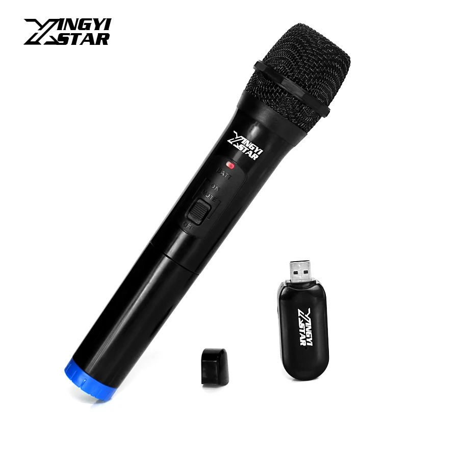 Portable Handheld Wireless Microphone System Karaoke Mic With 3.5mm Jack Usb Cordless Receiver