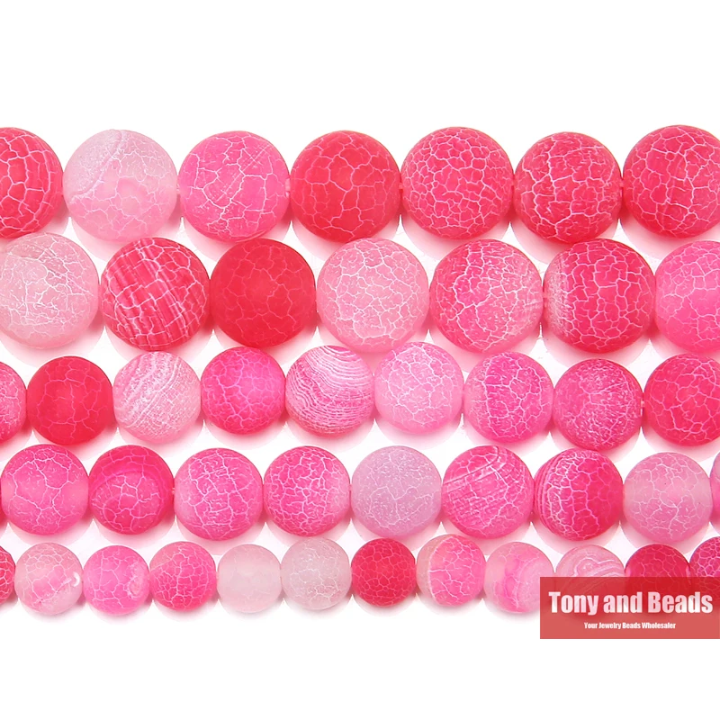 

Free Shipping Natural Stone Frost Crab Magenta Agates Round Loose Beads 6 8 10 12MM Pick Size For Jewelry Making