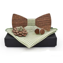 Mantieqingway деревянный лук галстук для мужчин деревянная бабочка носовой платок запонки деревянные нагрудные булавки набор для мужчин свадебные Gravatas тонкий галстук