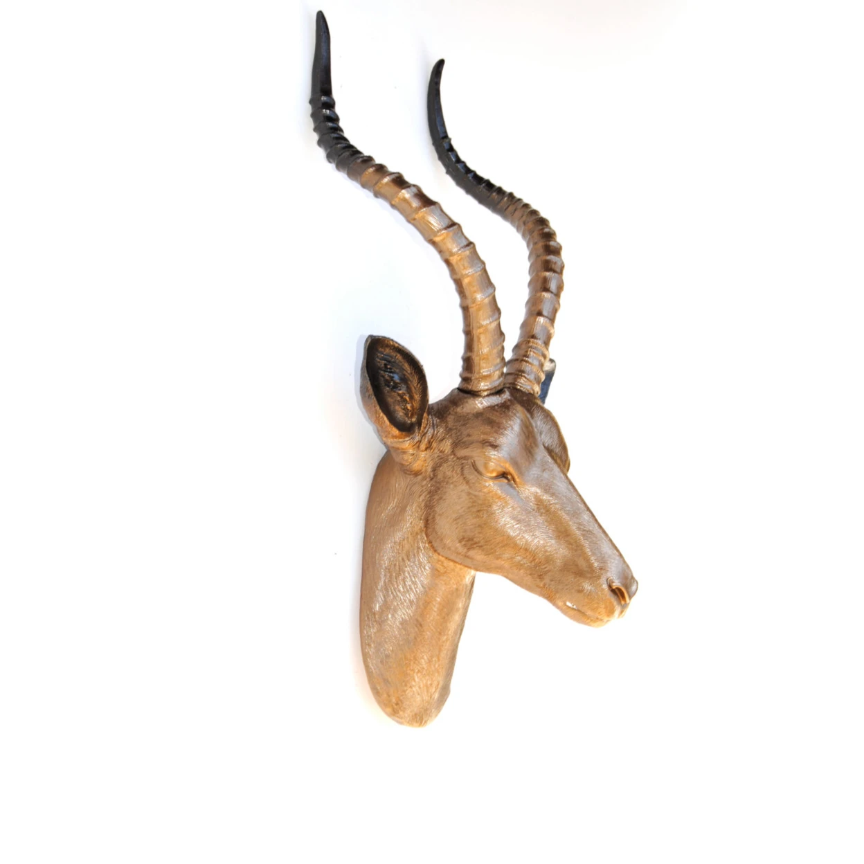 Large Bronze Antelope With Black Accents Wall Mount - Faux Gazelle Wall Hanging - Faux Taxidermy Antelope Wall Decor ANT0912
