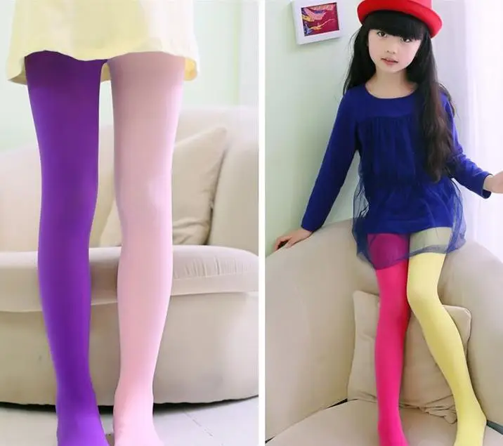 

Girls candy color tights for baby kids cute velvet pantyhose contrast Combination color girl spring/autumn warm dance stockings