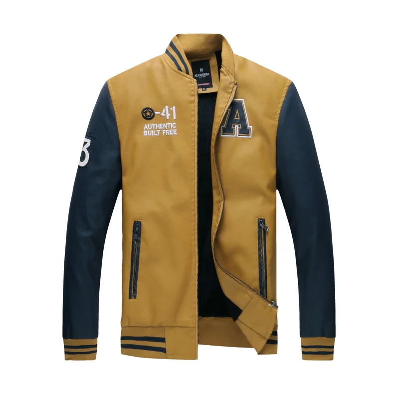 

NEW 2019 High Quality Men Jacket Winter PU Leather England Design Style Baseball Coat