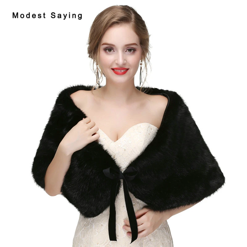 negros de sintética para boda, chal Formal para estolas de piel cálida, prendas de vestir exteriores, accesorios de boda, novedad de 2017|faux fur wedding|wedding bolerofur - AliExpress