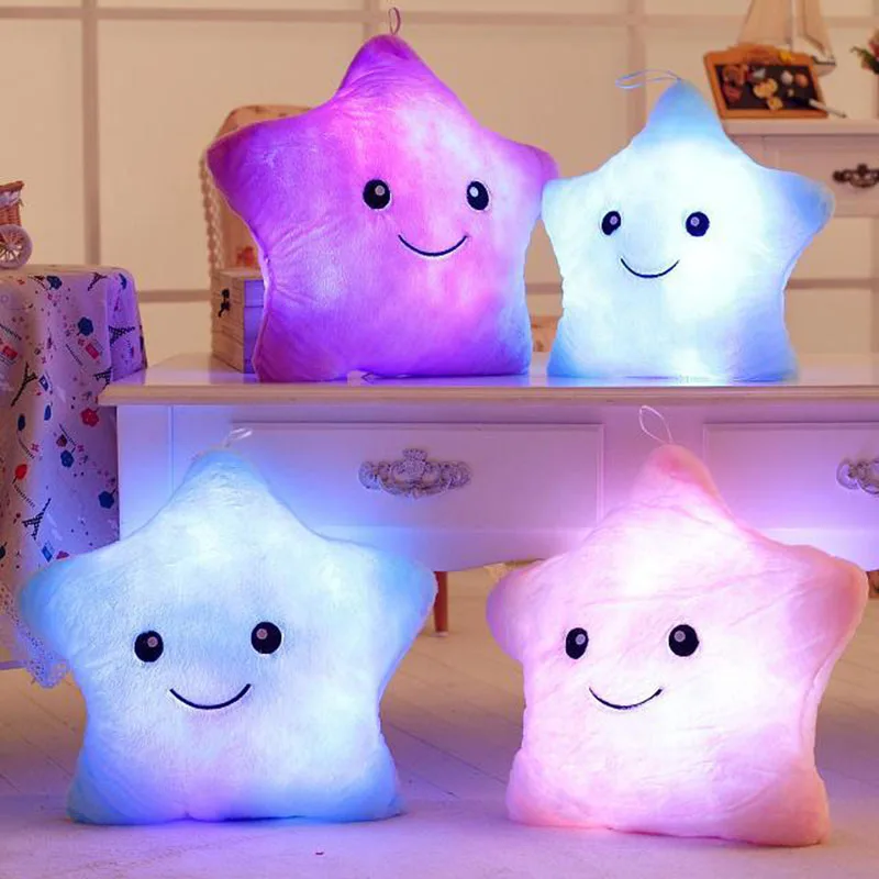 1pcst Plush Star Pillow Color Change Luminous Pillow Flashing LED Light