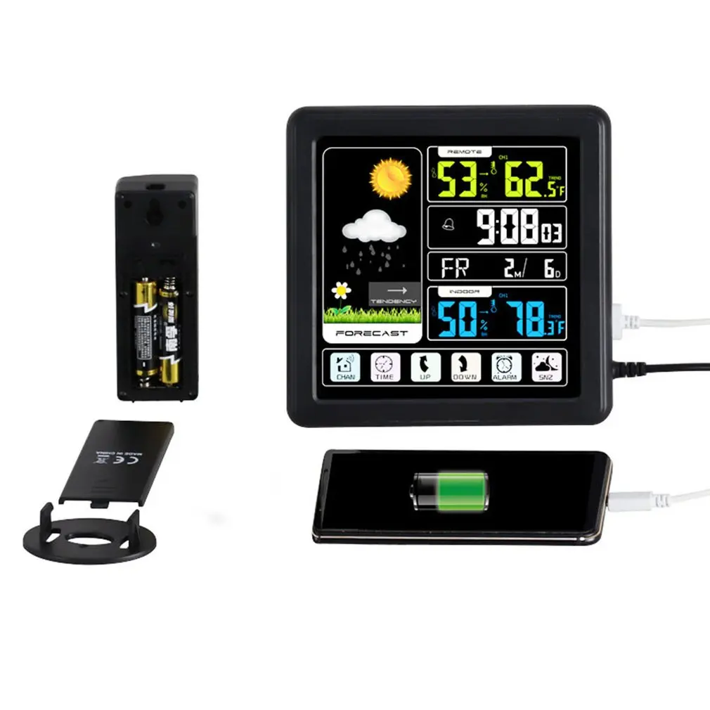 

TS-3310 FUll Touch Screen Digital Weather Station Thermometer Hygrometer Barometer Wireless With Sensor Indoor Outdoor Clock