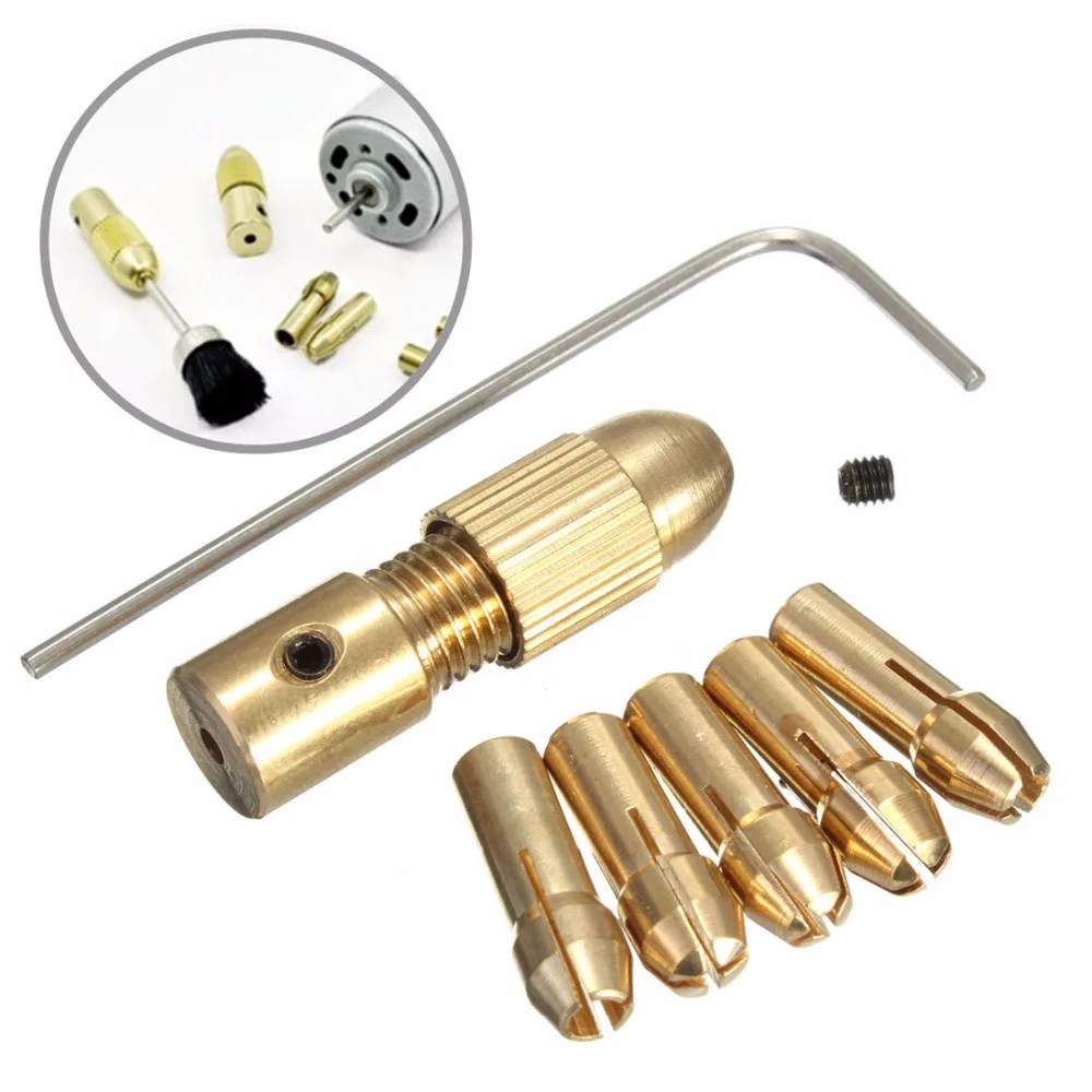 

8 pcs 0.5-3mm Small Electric Metal Drilling Bit Collet Micro Twist Drill Chuck Set with Allen Wrench For Metalworking