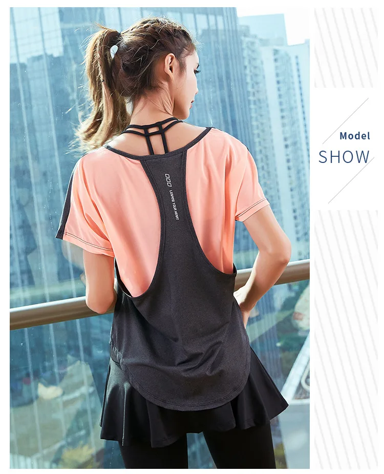 camisa malha retalhos fitness manga curta camiseta