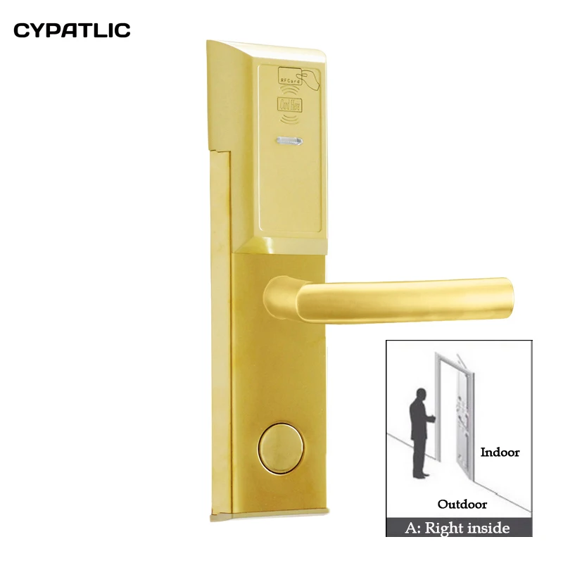 CYPATLIC Rfid отель ключ карты замок с Rfid карты отель замок системы - Цвет: Golden right inside