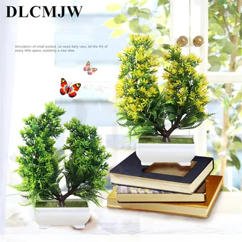 

Artificial potted plant Idyllic simulation plants mini potted living room office desktop leave spike green decorative ornaments