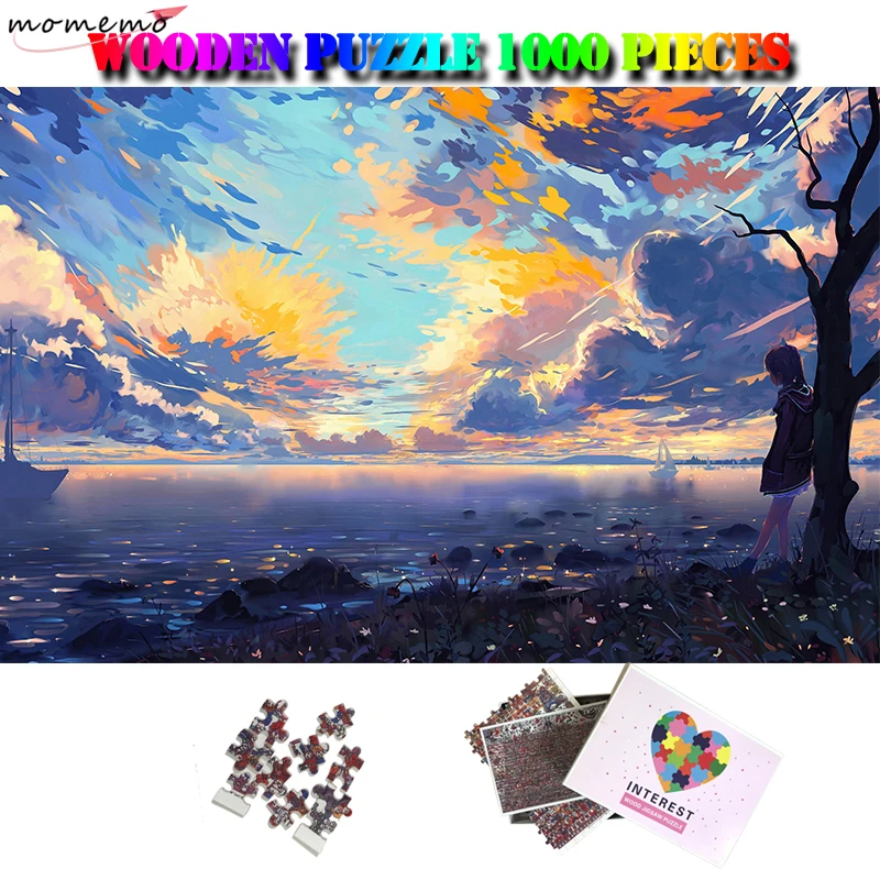 

MOMEMO Beautiful Evening Customized 1000 Pieces Anime Scenery Puzzles Adults Personality Cartoon Puzzle Toys 1000 Piece Puzzles