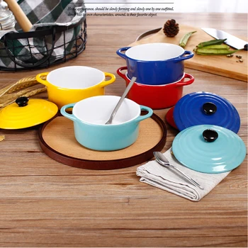 

New Brief Style Ceramic Soup Bowl High Capacity Soup Pot Use For Mirowave Oven Thicker Tableware Heat Resistant Kitchen Tools